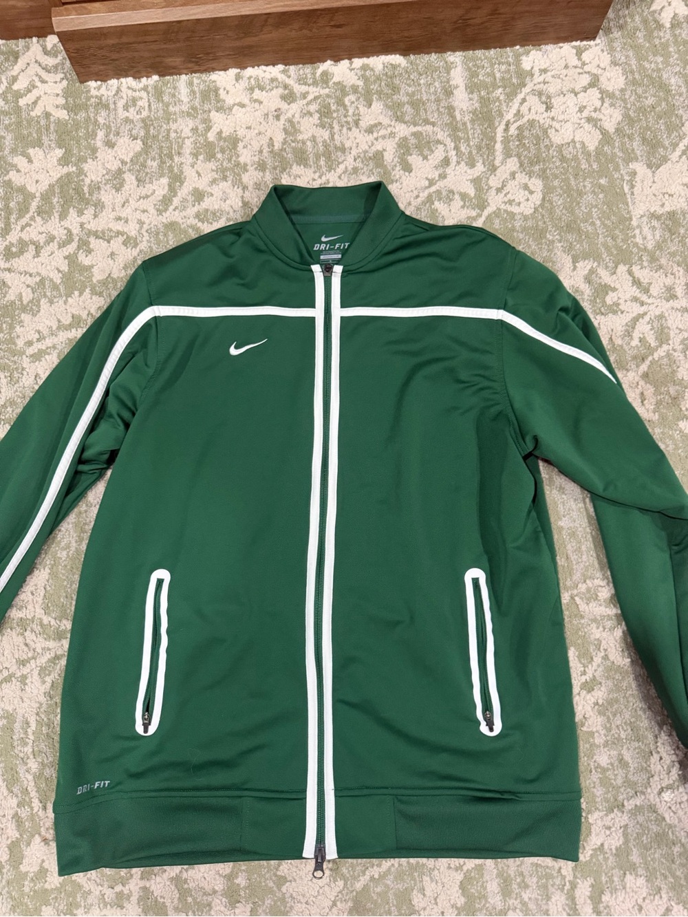 Nike Green Track Jacket with White Piping